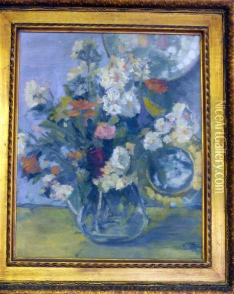 Still Life Of Flowers In A Vase Oil Painting - Lowes Dalbiac Luard