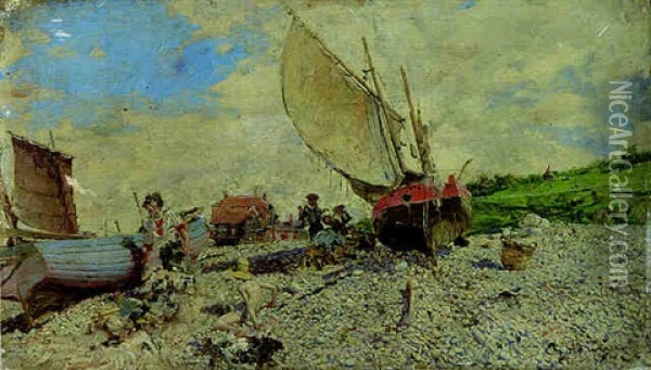 Spiaggia Di Etretat A Nord Di Le Havre Oil Painting - Giovanni Boldini