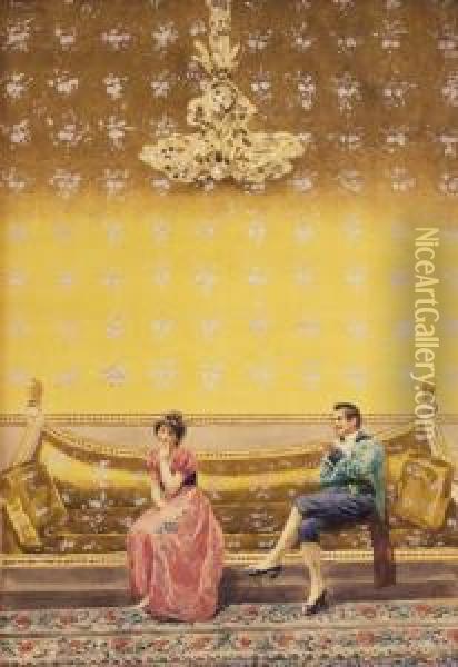A Couple In An Interior Oil Painting - Giovanni Battista Filosa