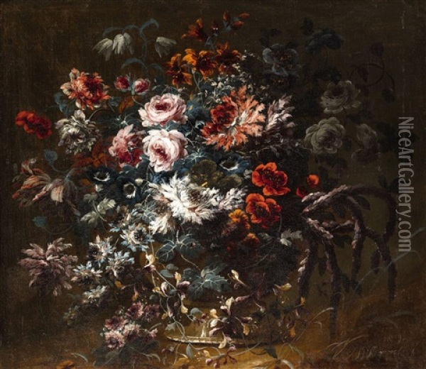 A Vase Of Flowers Oil Painting - Jean-Baptiste Morel