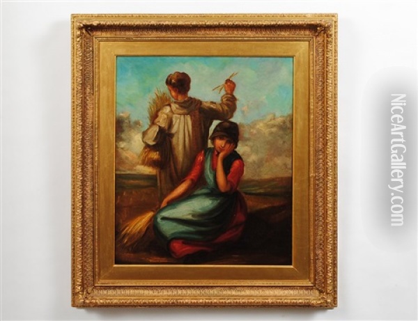 Peasants Zesting Oil Painting - Edward John Cobbett