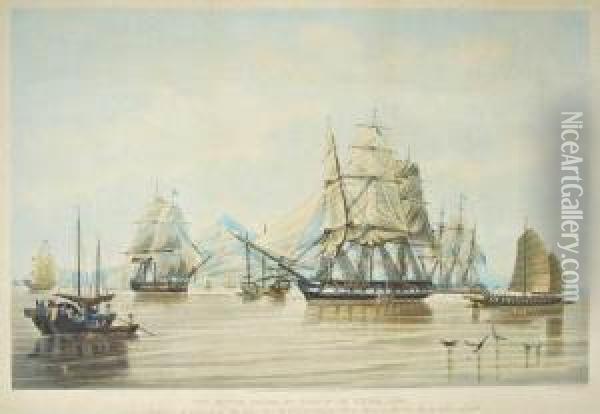 The Opium Ships At Lintin In China Oil Painting - William Huggins