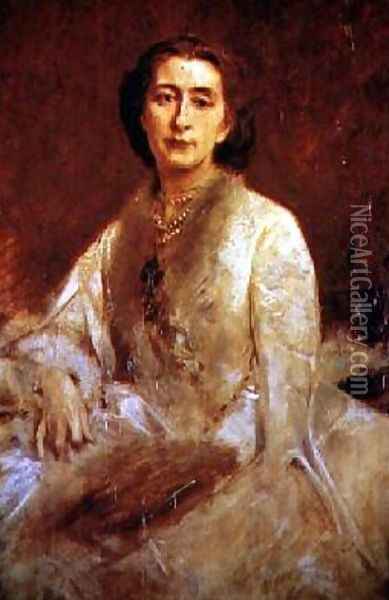 Cosima Wagner 1837-1930 Oil Painting - Franz von Lenbach