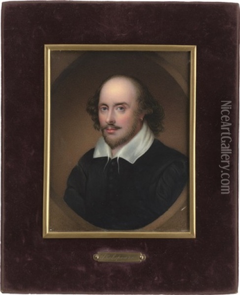 William Shakespeare (1564-1616) In Schwarzem Rock Mit Weisem Kragen Oil Painting - John Haslem