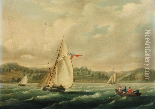 Coastal Scene With Carisbrook Castle Oil Painting - Thomas L. Hornbrook