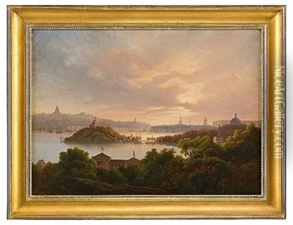 Utsikt Over Stockholm Fran Djurgarden Oil Painting - Hermann Mueller