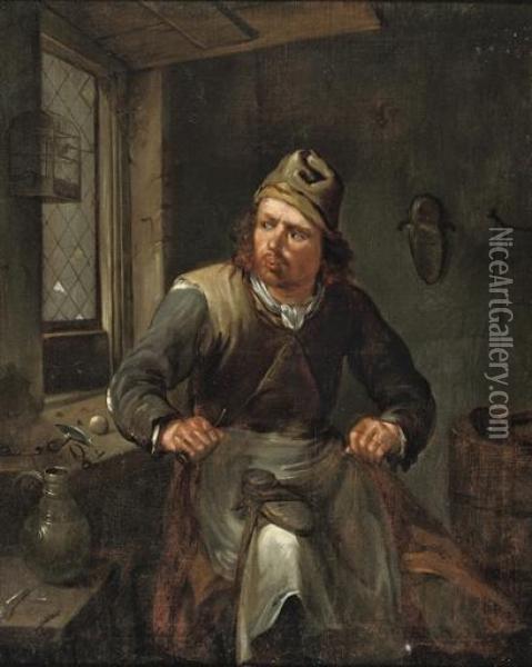 A Cobbler In His Workshop Oil Painting - Egbert Jaspersz. van, the Elder Heemskerck