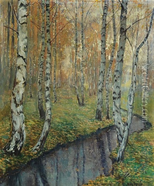 Lesni Potok S Brizkami Oil Painting - Alois Kalvoda