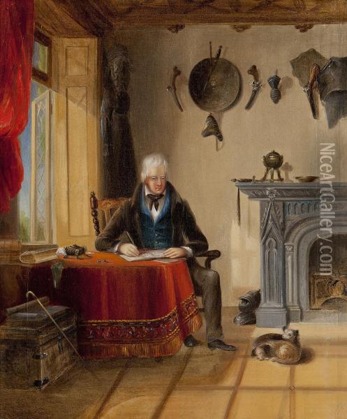 Sir Walter Scott At Abbotsford Oil Painting - Sir William Allan
