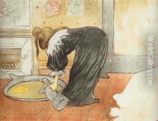 Elles: Woman with a Tub Oil Painting - Henri De Toulouse-Lautrec