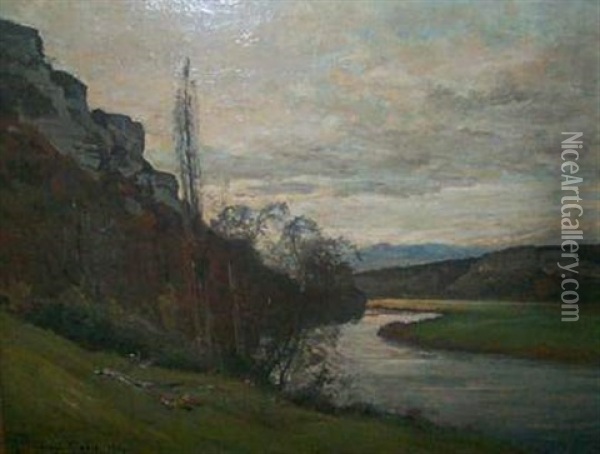 Bords De Riviere, Dordogne Oil Painting - Louis Alexandre Cabie