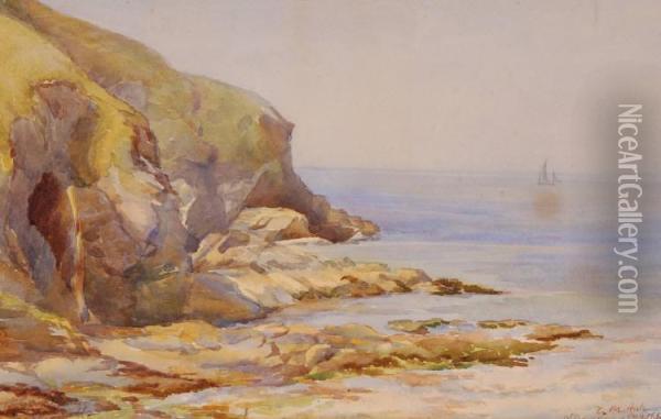 Cornish Coastal View Oil Painting - Edward Matthew Hale