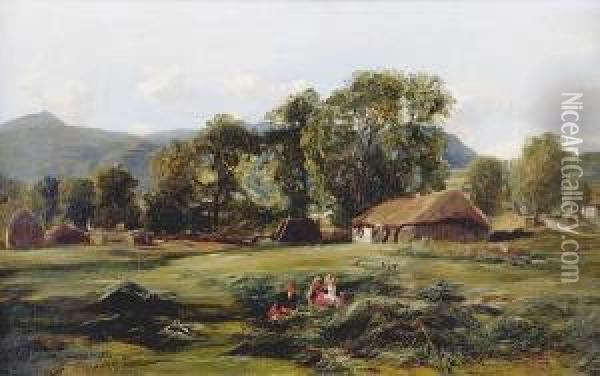 In The Hayfield Oil Painting - Alexander Jnr. Fraser