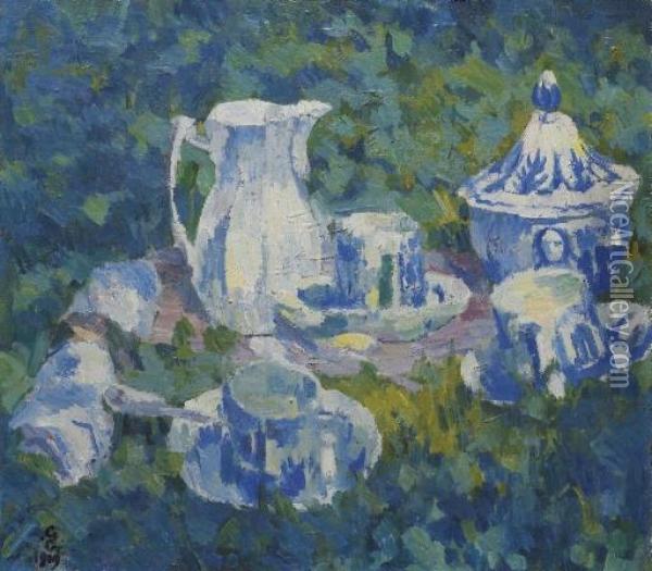 Stillleben Im Garten Oil Painting - Giovanni Giacometti