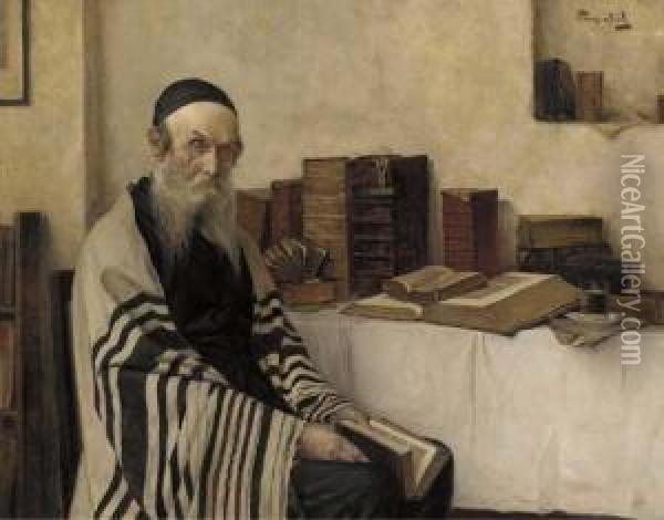 A Scholar In His Study Oil Painting - Alois Heinrich Priechenfried
