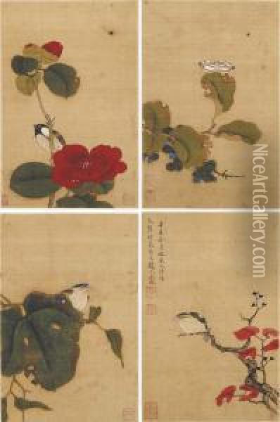 Flowers And Birds In The Style Of Song Court Oil Painting - Wen Shu