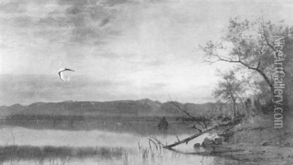 Twilight - Hudson River Oil Painting - John Adams Parker