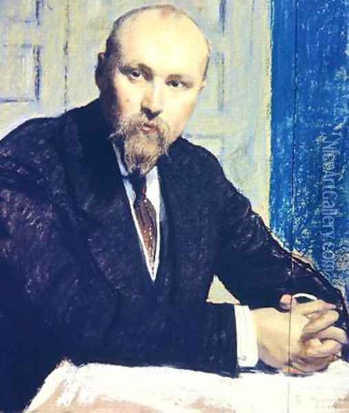 Portrait of Nikolay Rerich 1874-1947 Oil Painting - Boris Kustodiev