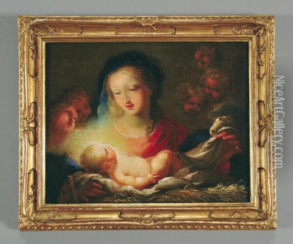 Madonna Con Bambino Oil Painting - Giovanni Antonio Pellegrini