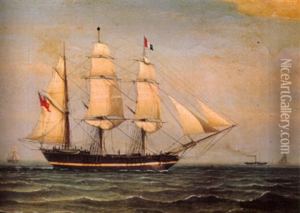 A Three Masted Barque Under Sail Oil Painting - William Clark