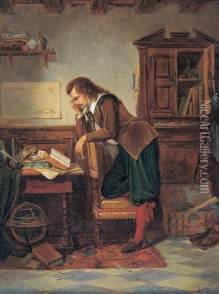 Der Gelehrte Oil Painting - August Friedrich Siegert