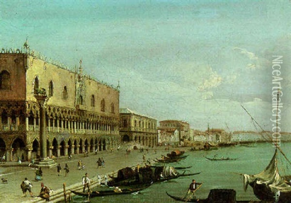 The Riva Degli Schiavoni, Venice, Looking East Oil Painting - Giacomo Guardi
