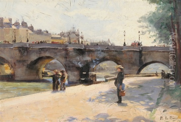 Paris, Spazierganger An Der Seine Oil Painting - Marie-Louise Bion