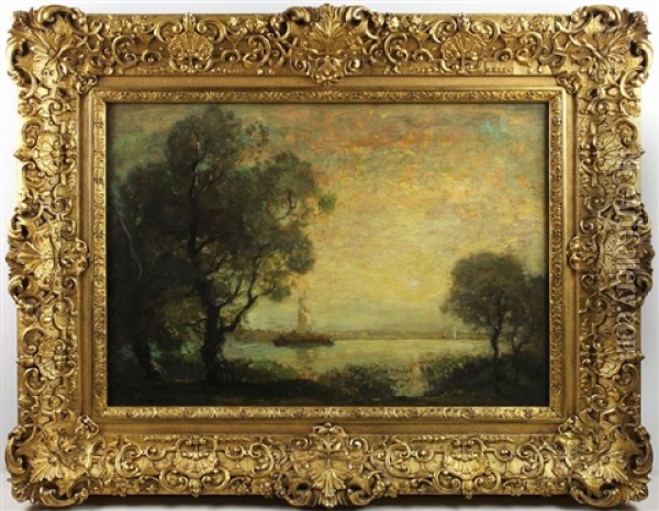 A Barge On The River Oil Painting - Henry Ward Ranger