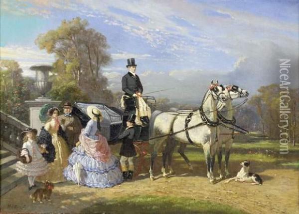 Le Depart De La Caleche Oil Painting - Henri D'Annecy (Comte De) Montpezat