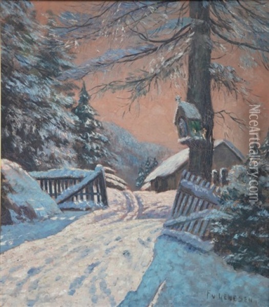Winter Landscape Oil Painting - Frans van Genesen