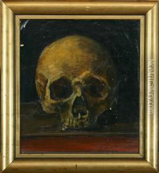 Study Of A Skull Oil Painting - Karl Madsen