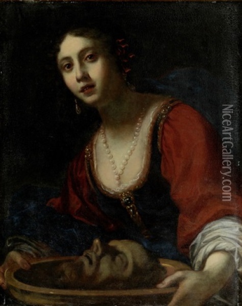 Salome Mit Dem Kopf Johannes Des Taufers Oil Painting - Simone Pignoni