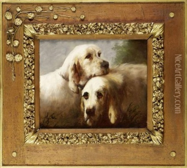 Tetes De Chiens (study) Oil Painting - Jules Chardigny