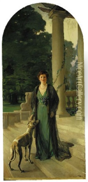 Portrait Of Baroness Gerda Von Chappuis (mrs. F.a. Konig) Oil Painting - John Lavery
