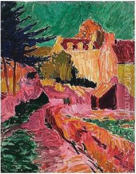 Houses At Lezaven, Pont-aven Oil Painting - Roderic O'Conor