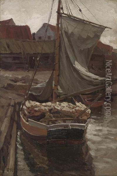 The Timber Barge Oil Painting - Ferdynand Ruszczyc
