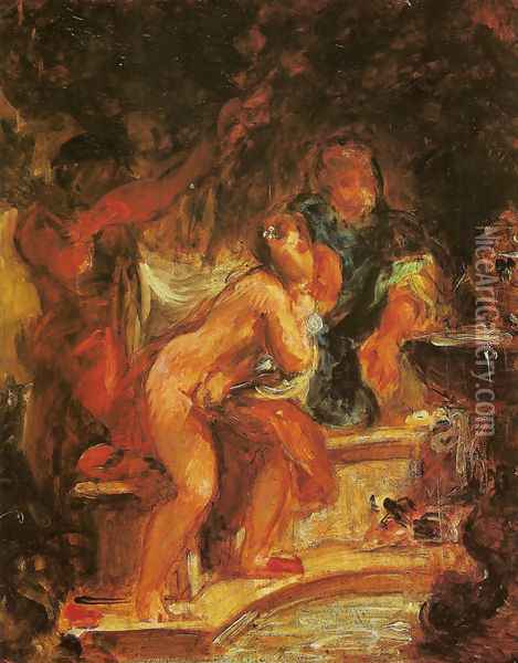Susan at the bath Oil Painting - Eugene Delacroix