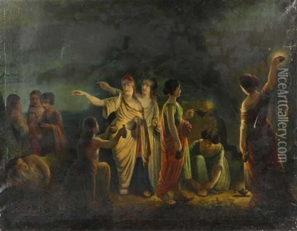 The Wise And Foolish Virgins Oil Painting - James Eckford Lauder