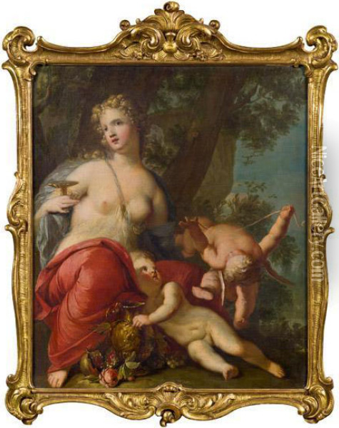 Venus Und Cupido Mit Zwei Spielenden Amoretten In Einer Landschaft Oil Painting - Jean Baptiste van Loo
