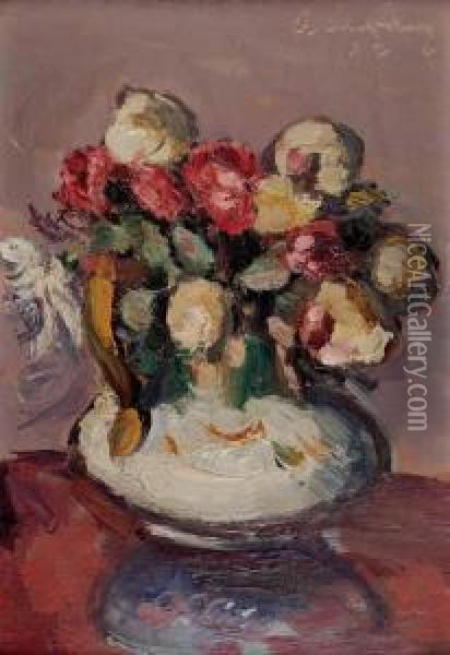 Blumenstraus In Vase Oil Painting - Anton Faistauer