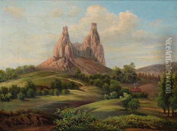 A View Of Trosky Oil Painting - Vilem Stroeminger