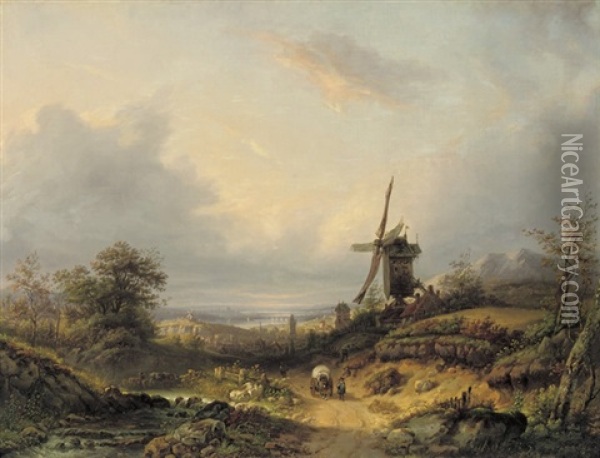 On The Outskirts Of A Rhenish Town Oil Painting - Constantinus Cornelis Huysmans