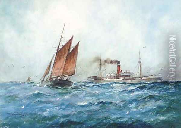 Channel shipping Oil Painting - William Minshall Birchall