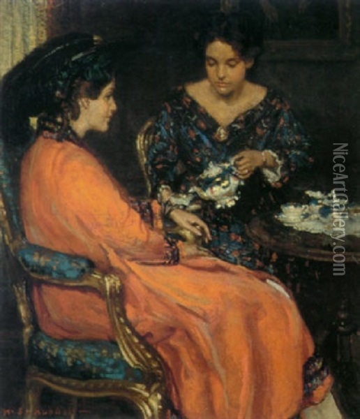 The Orange Robe Oil Painting - Henry Salem Hubbell