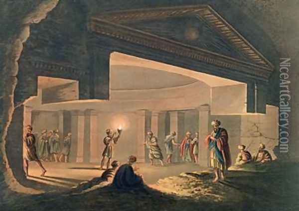 Interior View of the Catacombs at Alexandria plate 11 from Views in Egypt Oil Painting - Luigi Mayer