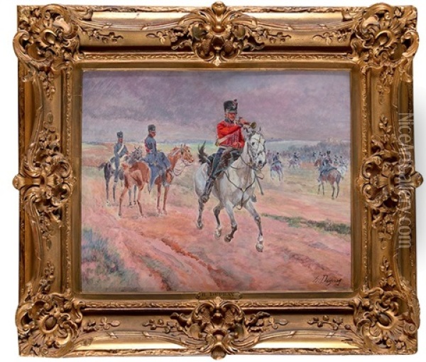 Trompette De Hussard (du 10eme Regiment ?) Ier Empire Oil Painting - Henri Louis Dupray
