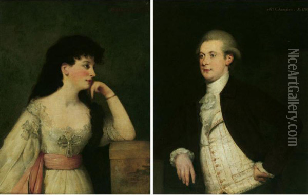 Portrait Of Joseph Champion; And Of Anne, His Wife Oil Painting - John Thomas Seton