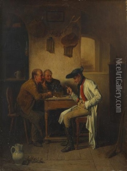 Telling A Tale Oil Painting - Friedrich Ritter von Malheim Friedlaender