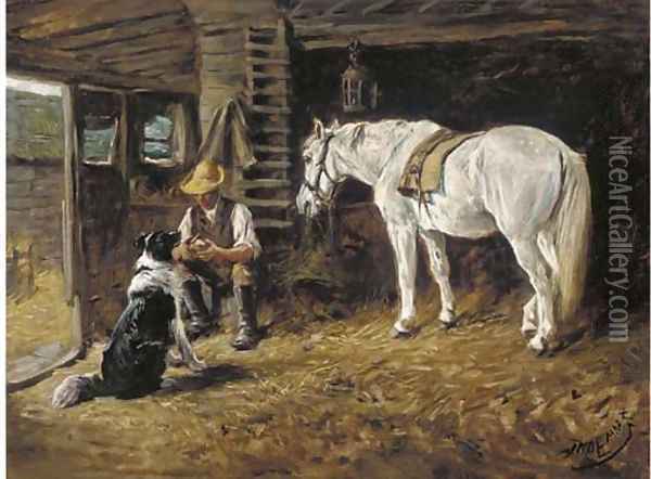 In the stable Oil Painting - John Emms