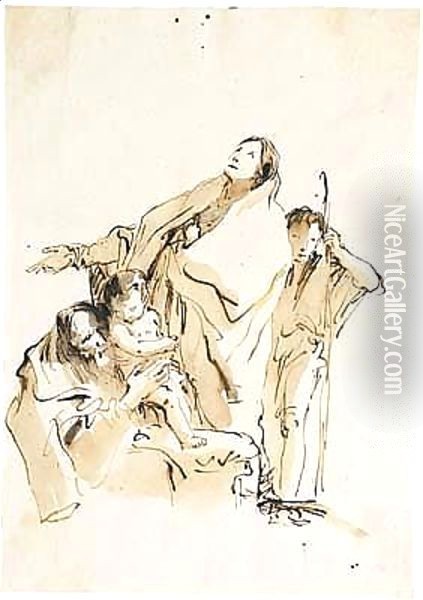 Pen And Brown Ink And Wash Oil Painting - Giovanni Battista Tiepolo